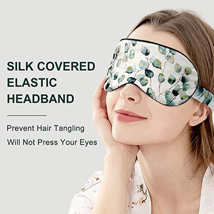 OLESILK 100% Natural Mulberry Silk Sleep Eye Mask Block Out Light, Fashion Printed Eye Mask Blindfold for Women Men Full Night Sleeping, Chic Eye Cover Eyeshade, Pattern 2 - color: Pattern 3