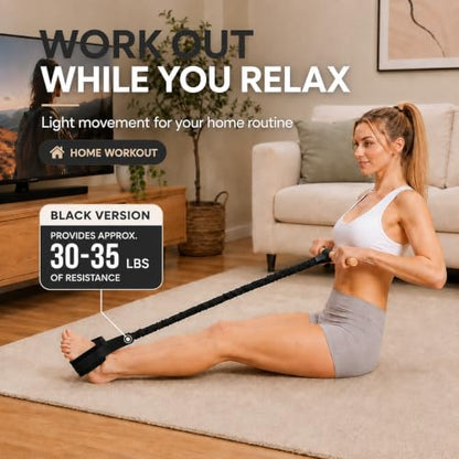 Foot Pedal Resistance Band with Wooden Handles - color: Black -Advanced Resistance