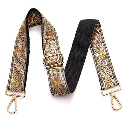 S-Jacorry Purse Strap Replacement Crossbody Wide Shoulder Strap Adjustable Canvas Straps Handbag Strap Replacement Belts - color: Gold Buckel-911