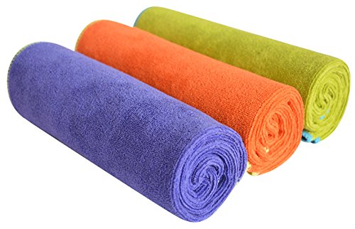 SINLAND Microfiber Gym Towels, Workout Sweat Towel 16x32In - color: Grape+pumpkin+chartreuse