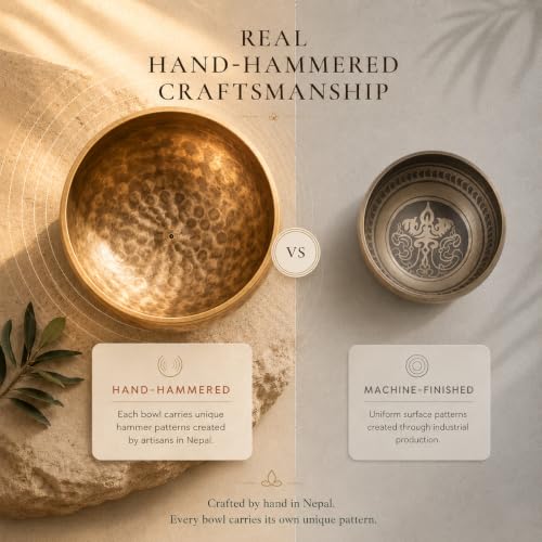 Handcrafted Tibetan Singing Bowl Set – 3.5” Sound Bowl for Meditation, Sound Healing & Yoga – Healing Instrument with Wooden Striker & Cushion – Authentic Hand-Hammered in Nepal
