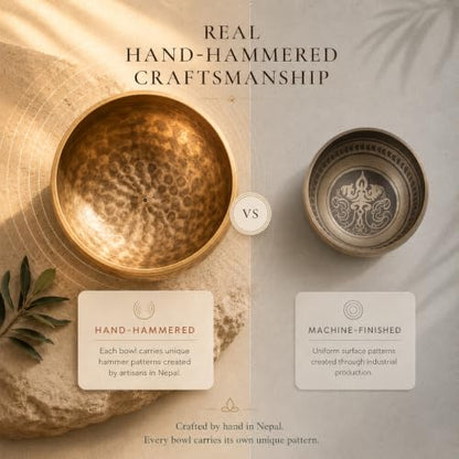 Handcrafted Tibetan Singing Bowl Set – 3.5” Sound Bowl for Meditation, Sound Healing & Yoga – Healing Instrument with Wooden Striker & Cushion – Authentic Hand-Hammered in Nepal