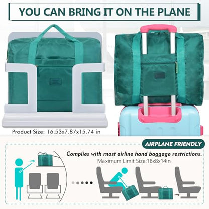 Travel Duffel Bag 12 PCS Foldable Travel Bag Bulk Carry on Luggage Bag Waterproof Tote Sports Gym Bag Lightweight Large Weekender Overnight Bag for Women and Men (Green 12PCS) - color: Green 12PCS