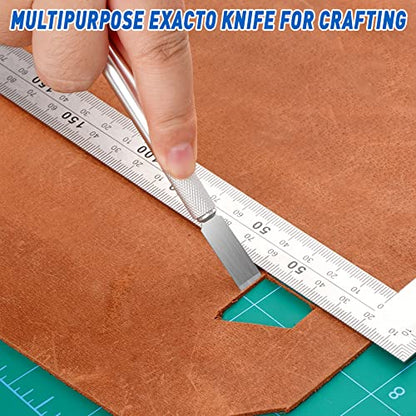DIYSELF 100 Pack Exacto Blades Refills #17, Carbon Steel Chisel Blades | High carbon steel hobby knife blade refills and precision craft knife blades for chiseling, scrapbooking and stencils - style: #17