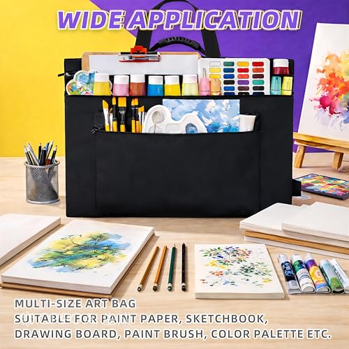 JJRING 36x48 Art Portfolio Tote Bag With Shoulder Strap, Black | Large Carrying Storage Case With Handle For Artwork, Posters, Canvas, And Drawing Boards - size: 36''*48''