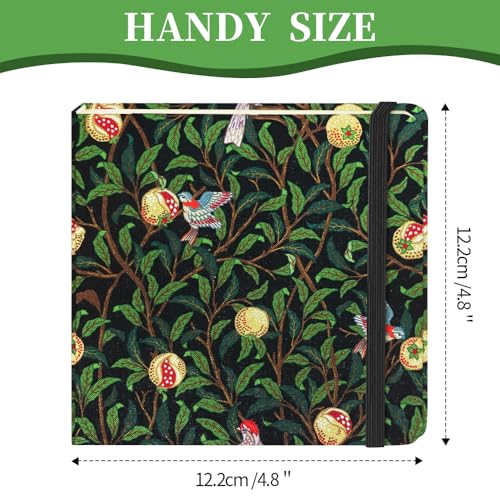 4.8x4.8 Pocket Sketch Book,Hardcover Art Sketchbook for Drawing Journal | Cloth Cover,80gsm Blank Paper,96Sheets,Lay-Flat,Portable Travel Creation Paint Diary Memo Planner,Dry MediaPomegranate Bird - color: Cloth Cover-Pomegranate Bird