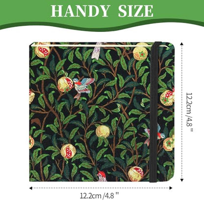 4.8x4.8 Pocket Sketch Book,Hardcover Art Sketchbook for Drawing Journal | Cloth Cover,80gsm Blank Paper,96Sheets,Lay-Flat,Portable Travel Creation Paint Diary Memo Planner,Dry MediaPomegranate Bird - color: Cloth Cover-Pomegranate Bird