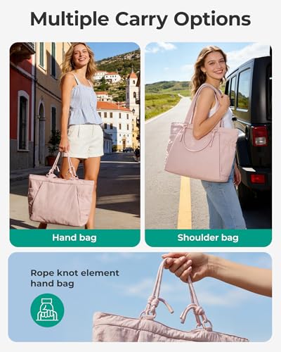 BAGSMART Yoga Pilates Tote Bag for Women with Knotted Handle, Gym Bag - color: Baby Pink