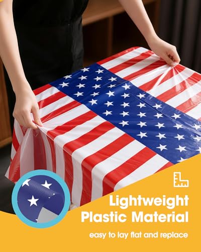 Niuara American Flag Plastic Table Cloth Disposable, 4 Pack, 54 x 108 in | Rectangle, 6 ft Tables, 4th of July, Independence Day, Memorial Day - color: American Flag, size: 54" x 108" - 4 Packs