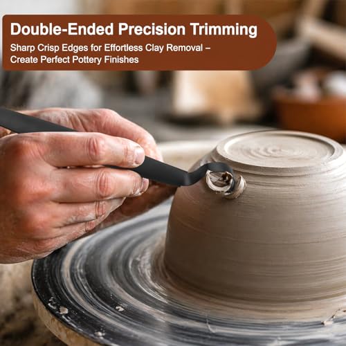 8PCS Pottery Trimming Tools Set | Double Ended Pottery Tool with 4 Sizes Circular Clay Hole Cutters & 3 Throwing Trimming Spinner Tools for Clay Trimming
