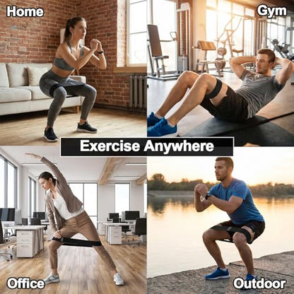 10 Pcs Fabric Resistance Bands for Working Out Non-Slip Booty Exercise Loop Bands for Legs, Glutes, and Fitness Training, Yoga Pilates Fitness Gym, Black