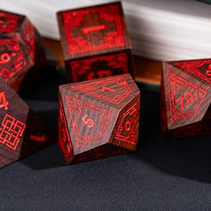 Wooden DND Dice Set Bubinga Wood Polyhedral Dice for Tabletop Games - color: Bubinga Wood-hx