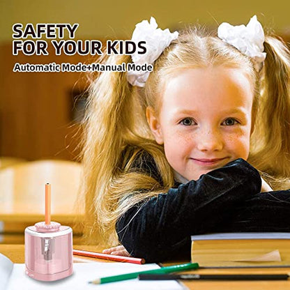 Aogwat Pencil Sharpener Electric Pencil Sharpener for Kids, Blade to Fast Sharpen, Suitable for No.2/School/Classroom/Office/Home (Pink) - color: Pink