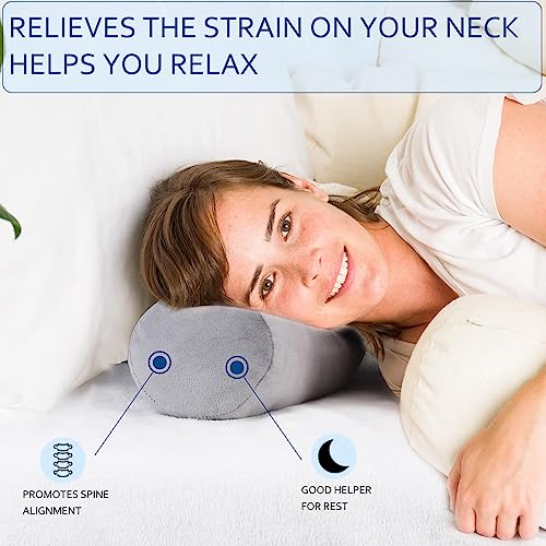 Neck Roll Pillow,Cervical Neck Pillow Bolster Pillow for Sleeping | Cotton neck roll, machine-washable cover, supports neck, legs, back & sleeping, slim bolster for bed & yoga - color: Green