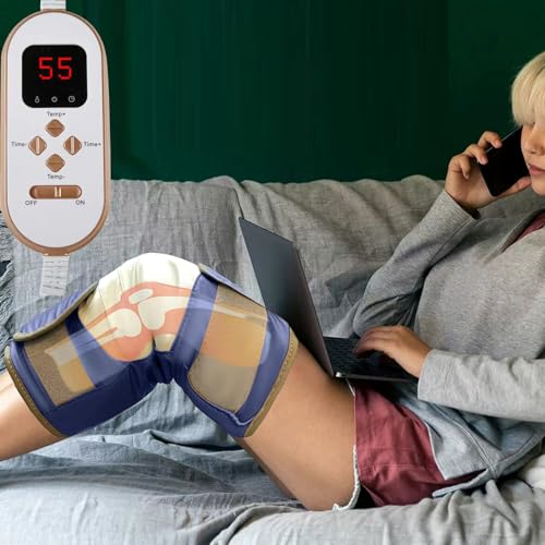 A Pair Large Screen Remote Control Knee Massager with Heat Vibration for Pain Relief Electric Heated Knee Brace with 7 Heat Levels and 10 Massage Mode, Gifts for Men Women (Purple)