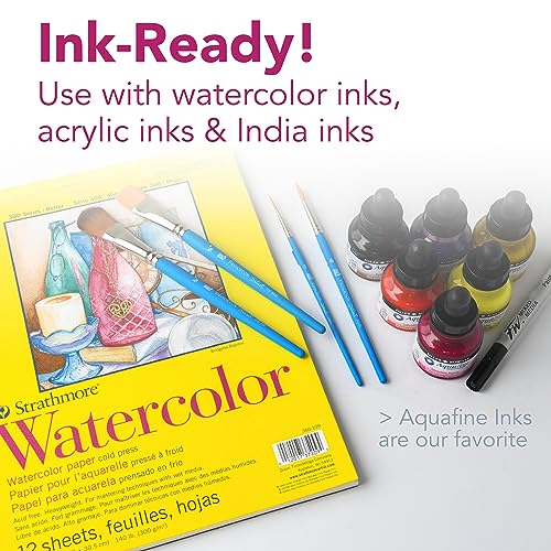 Strathmore 300 Series Wire Bound Watercolor Pad, 140 lb. Cold Press, 11 X 15 inches, White, 12 Sheets (360-11) - size: 11x15, style: Wire Binding