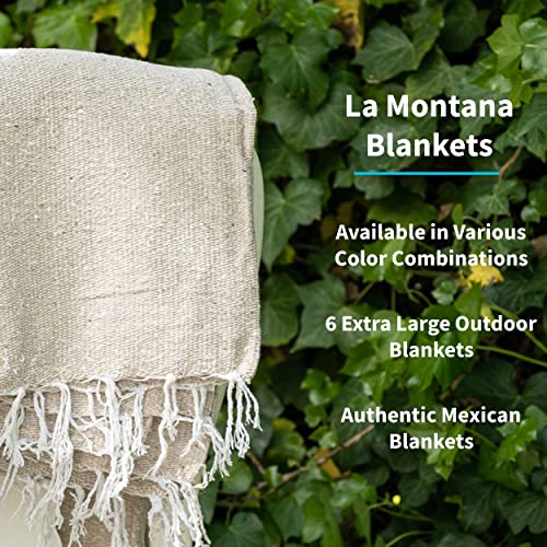 La Montana 6 Pack Heavyweight Solid Mexican Blanket, 74"x50", Tan - color: Tan