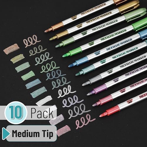 Mr. Pen- Metallic Paint Markers, 10 Colors | Metallic Markers for Black Paper Pens to Write on Black Paper - style: Metallic Markers