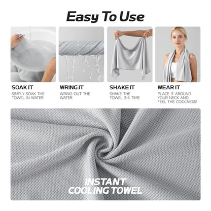 REDKISS 2 Pack Cooling Towels (39"x11"), Ice Towel, Soft Breathable Chilly Towel, Microfiber Towel for Sport, Running, Workout,Gym, Camping & More Activities - Grey Purple