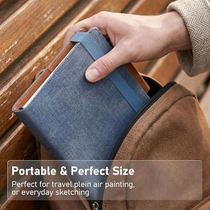 Watercolor Sketchbook A5 (8.3" x 5.8"), 24 Sheets 100% Cotton Cold Press 300GSM 140LB, Refillable Paper with Dual-Sided Consistent Texture, for Watercolor, Gouache, Acrylic & Mixed Media - color: Black