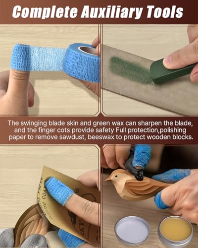 Wood Carving Hobby Kit for Adults & Teens, Beginner Whittling Craft Set | Comfort Bird Project, First-Time Practice, Step-by-Step Guide, Sharpening Tools, Finishing Supplies, Gift for Hobbyists - color: Brown(Bird Carving Kit)