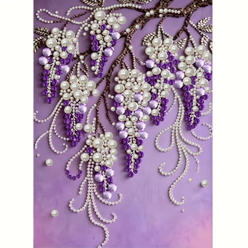 GEMFAMILY 5D Diamond Art Kits for Adults,DIY Violet Pearl Diamond Painting Kit for Beginners,Pearl Diamond Dots Painting Crystal Rhinestone Gem Art for Home Wall Decor 12 X 16 Inch - color: HL6678