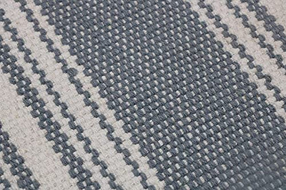 Hand Woven 100% Cotton Yoga Mat- Thick Handloom Made in India- for Gym Floor Exercise - Runner for Bedroom - color: Stripe Grey