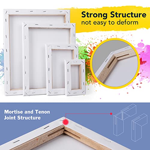 Stretched Canvases for Painting, 8PCS Multi Pack Canvas 3x5”, 5x7”, 8x10”, 10x12”(2 of Each), Acid-Free Wood Frame Blank Canvas, Art Canvas Pre Primed for Acrylic, Oil Painting, Tempera Paintings. - size: 8PCS-4sizes（2 of Each）