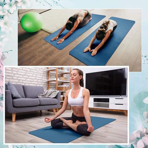 Timgle 12 Pack Yoga Mat Bulk, 4mm Thick Extra Long Sports Mat Anti Slip Tear Resistant Yoga Exercise Set for Fitness Stretching Home Workout Gym and Studio - color: Navy Blue