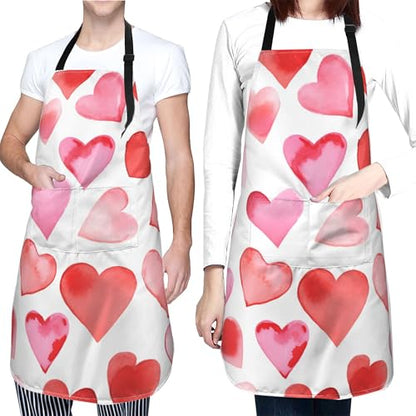 Artist Painting Apron with 2 Pockets Painters Art Aprons Gifts for Women Men - color: Hearts Art