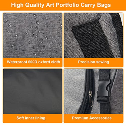Boyistar Art Portfolio Carry Bag 20" x 26", Canvas Art Portfolio Backpack Traveling Outdoor Drawing Portfolio Case Large Capacity Artist Carrying Bag/Tote Bag for Drawing Board, Screen, Accessories | Traveling Outdoor Drawing Portfolio Case Large Capacity