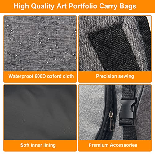 Boyistar Art Portfolio Carry Bag 20" x 26", Canvas Art Portfolio Backpack Traveling Outdoor Drawing Portfolio Case Large Capacity Artist Carrying Bag/Tote Bag for Drawing Board, Screen, Accessories | Traveling Outdoor Drawing Portfolio Case Large Capacity