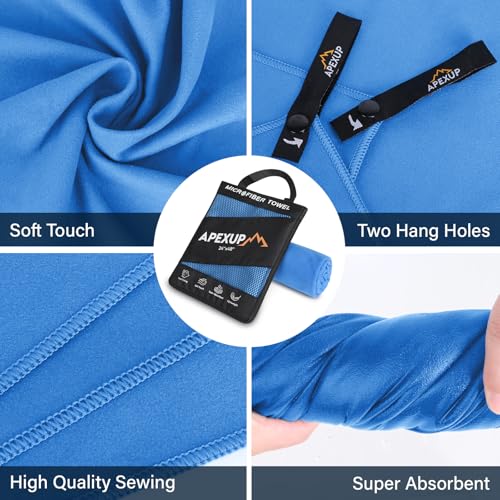 APEXUP Microfiber Travel Towel, Ultra Absorbent Quick Dry Towels, Lightweight Gym Sports Camping Towel for Workout, Yoga, Beach, Shower, Swimming (60"×30", Blue) - color: Blue, size: 60"×30" Single