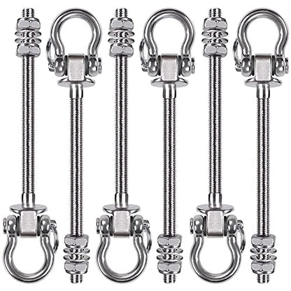 BeneLabel 6Pcs Wood Beam & I-Beam Hanger, Permanent Antirust Stainless Steel Heavy Duty Swing Hooks, Yoga Hammock Chair Sandbag, Swing Sets Hardware, 180° Swing, 7" x M2/5" - color: Permanent, size: 9.25" 6 Pcs