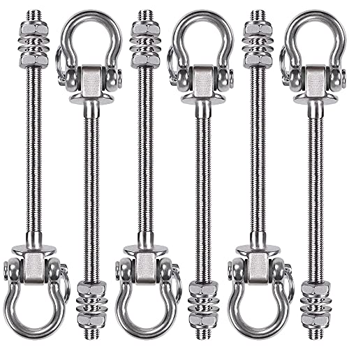BeneLabel 6Pcs Wood Beam & I-Beam Hanger, Permanent Antirust Stainless Steel Heavy Duty Swing Hooks, Yoga Hammock Chair Sandbag, Swing Sets Hardware, 180° Swing, 7" x M2/5" - color: Permanent, size: 9.25" 6 Pcs