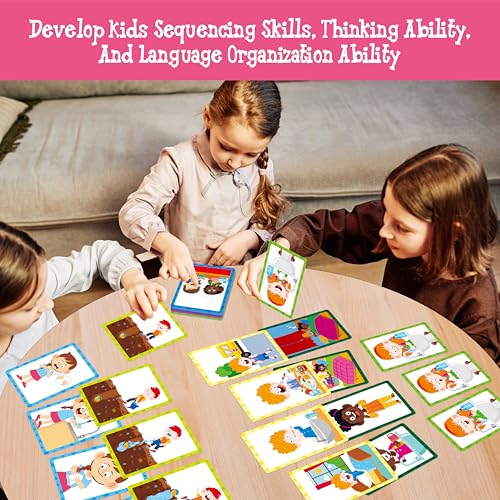 4-Scene Sequencing Cards, 72 Sequence Card Game for Preschool, Kids Learning Order and Logic, Speech Therapy Materials for Autism, Early Learning Activity-Storytelling, Social Skills,Sentence Building - style: 4-Scene