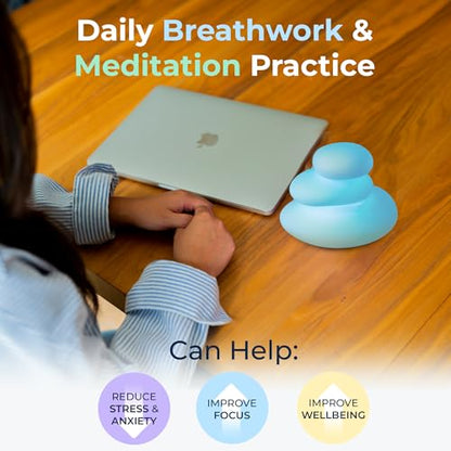 Mindsight 'Breathing Buddha' Guided Visual Meditation | 3 Modes to Slow Your Breathing & Calm Your Mind | Stress & Anxiety Relief | Wellness Gift | Adults, Kids, Classrooms | USB Rechargeable - size: Pebble