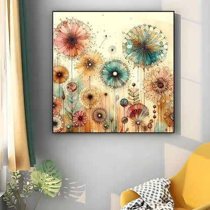 Shouruihua Diamond Painting Kits for Adults, Dandelion Diamond Art Kits | Flower Gem Art, Diamond Dotz Kits, Diamond Dots, Wall Art, Adult Crafts, Full Round Drill Diamond Painting Kits, 11.8x11.8 in - color: Dandelion