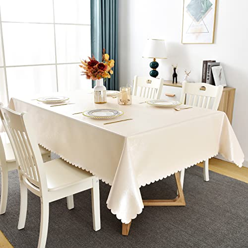 Romanstile Waterproof Vinyl Tablecloth Rectangle, 52 x 70 Inch, Flower Beige - color: Flower Beige, size: 52" x 70" (Rectangular)