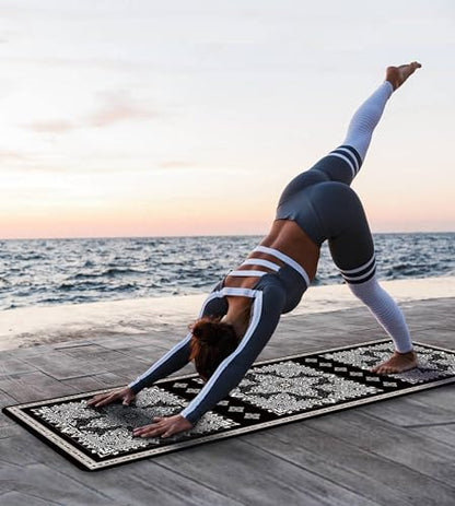 미끄럼 방지 요가 매트 TPE 운동 매트, 남성 및 여성용, 휴대용 스트랩이 있는 두꺼운 운동 매트, 운동, 요가, 피트니스, 필라테스, 바닥 운동을 위한 피트니스 매트 (182.9cm x 61cm x 6mm) - color: CarpetStyle C
