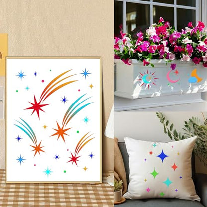18 PCS Large Star Stencil for Painting Reusable Paint Stencils for Walls Twinkle Star Wall Drawing Stencils for Painting on Wood Craft Canvas Fabric Home Decoration - style: 18 PCS Star
