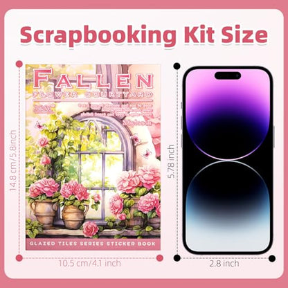 Fallen Flowers Courtyard Sticker Scrapbooking Supplies for Junk Journal, 20 Sheets PET Stickers - Vintage Journaling Stickers, Ephemera Sticker Book Pre Cut(TZ-009-001) - style: Fallen Flowers Courtyard