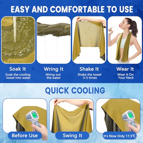 Hosuly 150 Pack Cooling Towels Bulk 40 x 12 Inch Large Chilly Breathable Sweat Sports Cold Towels Sublimation Microfiber Ice Neck Rag for Hot Weather Workout Gym Team Gift (Yellow) - color: Yellow