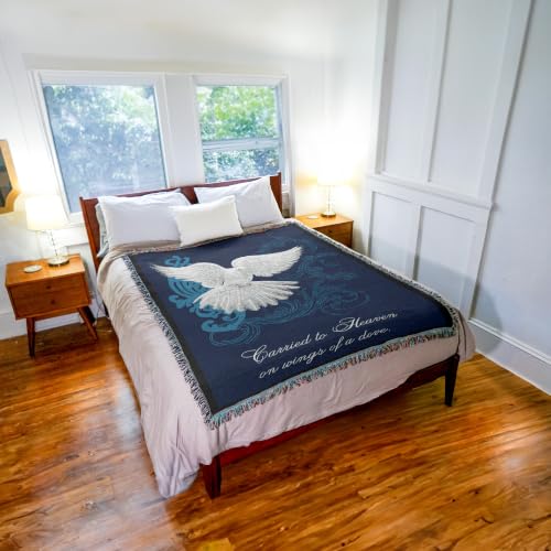 Pure Country Weavers Carried to Heaven on Wings of a Dove Blanket by Sherri Buck Baldwin - Sympathy Bereavement Gift Tapestry Throw Woven from Cotton - Made in the USA (72x54) - color: Wings Dove, size: 72" x 54"