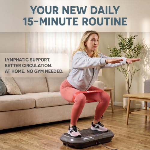 Lifepro Waver Vibration Plate Exercise Machine with 99 Speeds & 10 Presets | Resistance Bands, Non-Slip Surface, 330 lbs Capacity — Vibration Plate for Lymphatic Drainage, Body Toning, Full-Body Workout - color: Gray