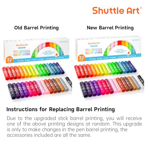 Shuttle Art Tempera Paint Sticks 32 Colors, Kids Safe, Washable Mess-Free (Pack of 2) - color: Multicolor