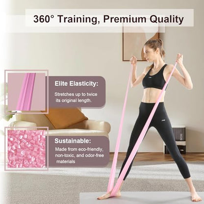 Figure 8 Resistance Bands with Handles, 4 Pack Workout Resistance Bands Set, 2 Flat Exercise Bands + 2 Arm Bands, Elastic Bands for Physical Therapy, Yoga, Pilates, Stretching for Women Men