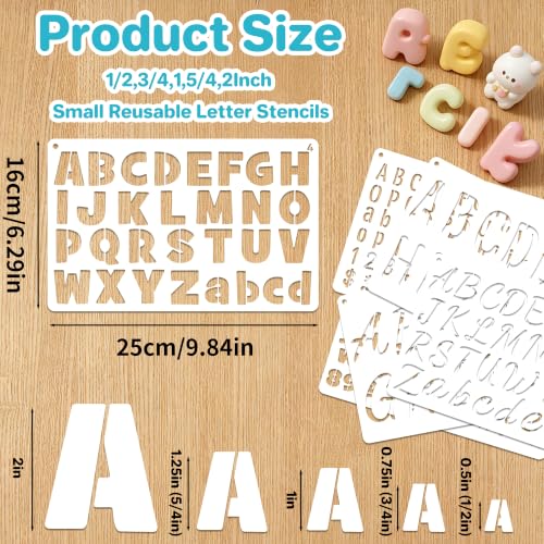 41Pcs Letter Stencils 1/2,3/4,1,5/4,2Inch Small Letter Stencil Painting | Reusable Templates with Alphabet Number,Geometric,for Craft Project,Notebook,Banner,Scrapbook,Sign, Journal,Wall,Home Decor