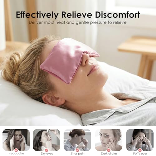 Weighted Eye Pillow for Yoga, Moist Heat Mask for Dry Eyes(Pink x2) - color: Eye Mask01-2 Pack Pink