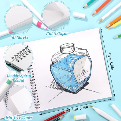 Marker Paper Pad 8.3 × 8.9 in, 50 Sheets, 120gsm, Spiral Bound | Bleed-Resistant Coated Paper, Acid-Free, Smooth for Alcohol Markers, Tear-Off Pages, Flat-Lay Spiral Design - color: Classic, size: 8.3×8.9 inch (50 Sheets )